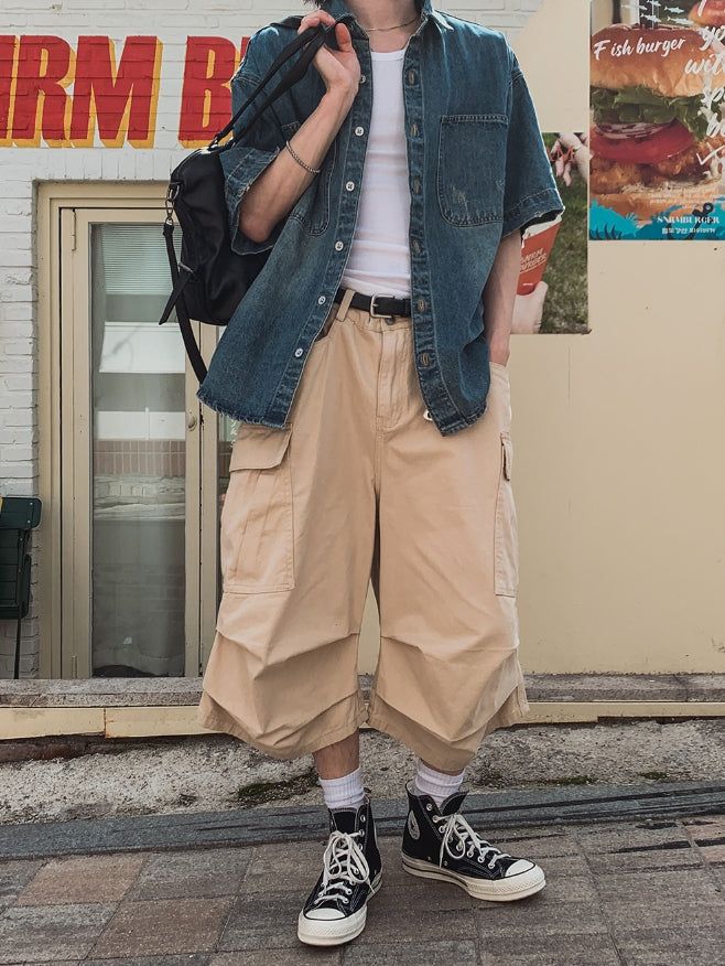 Reason Bermuda Pintuck Cargo Pants