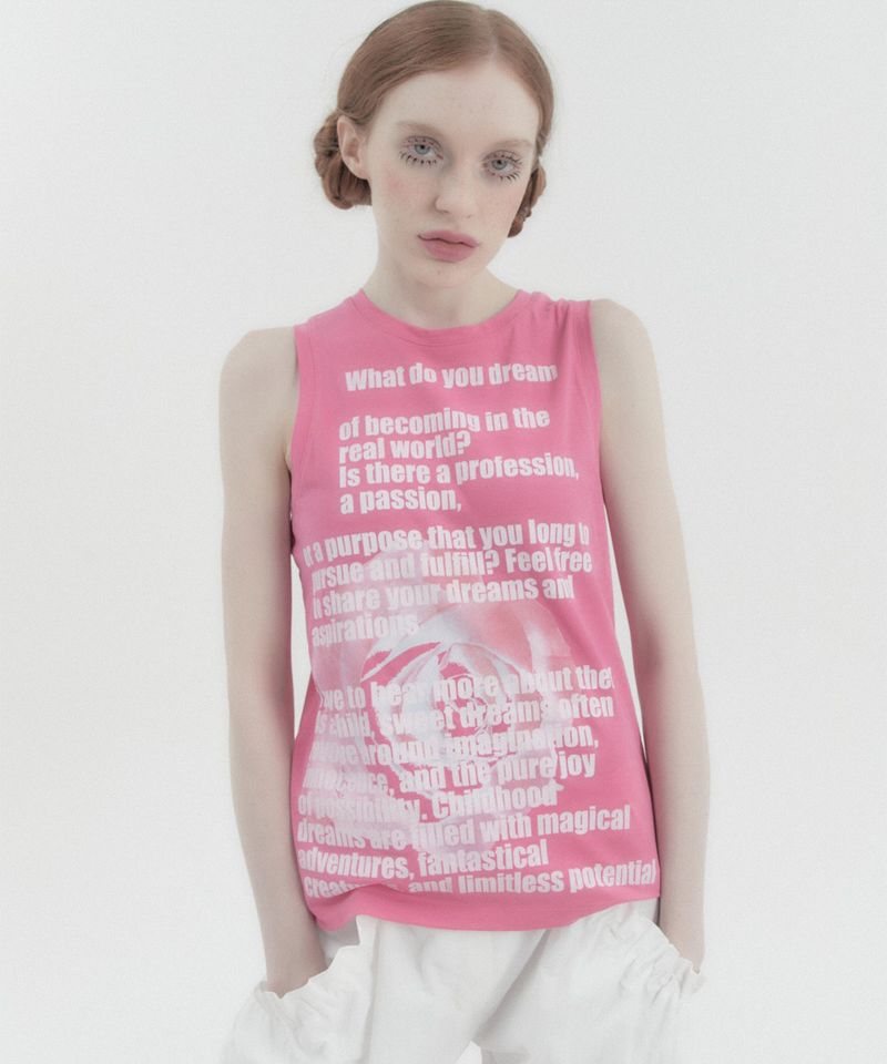Rose Sleeveless Tee Pink