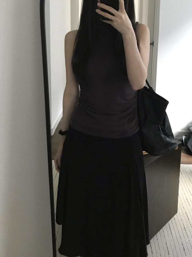Turtleneck Shirring Sleeveless Top (3 colors)