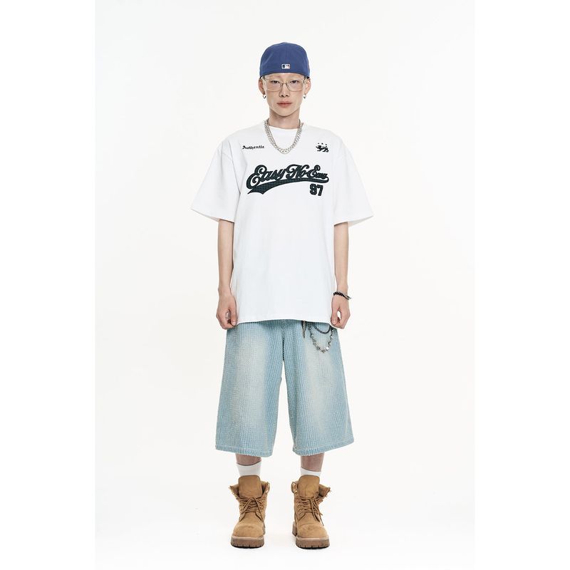 Check Applique Patch Short Sleeve - White