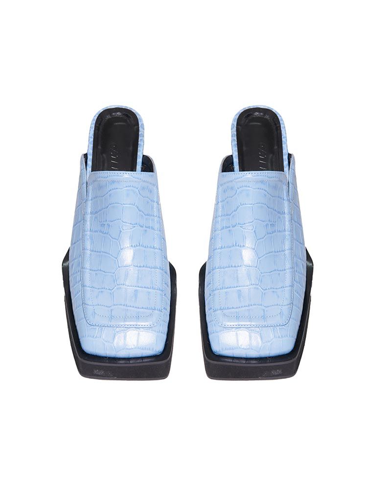 GATELESS（ゲートレス）の「SQUARE TOE MULE-BLUE（Tops）」
