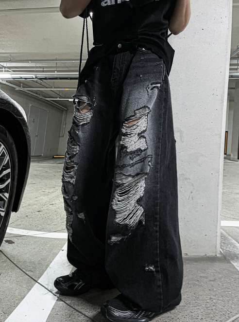 Denim Destroyed Pants