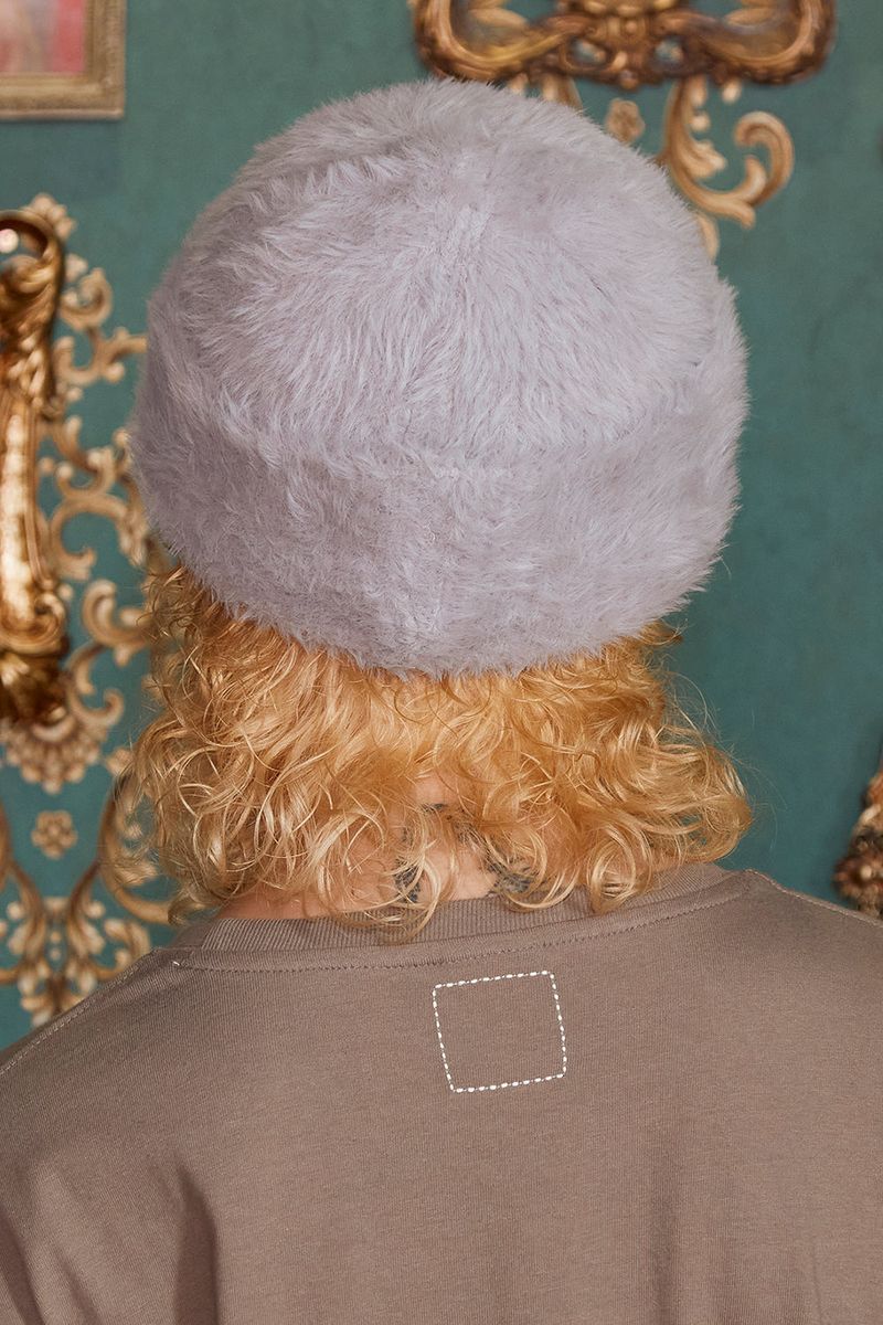 FLOWER FUR BEANIE / GREY