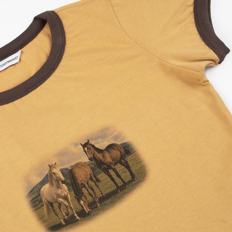 Horses Graphic Tee_Mustard