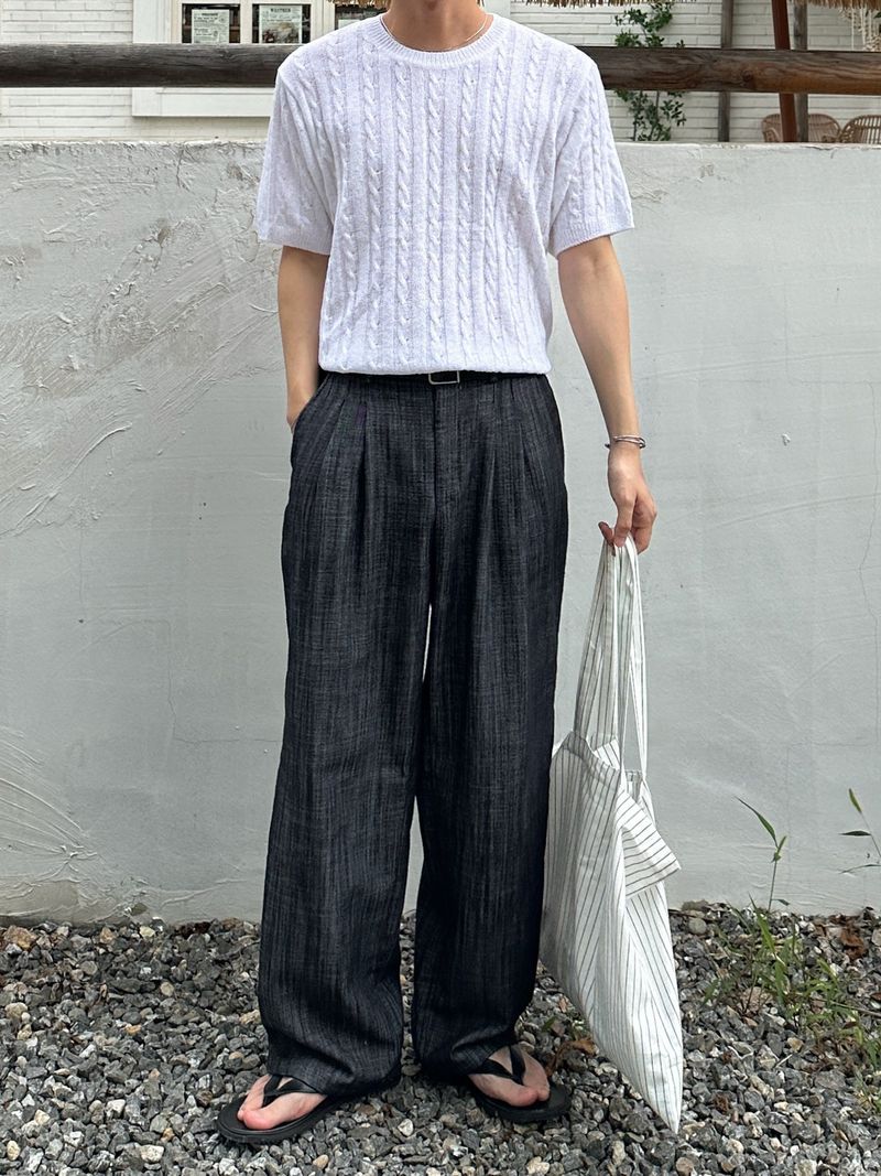 Olin linen two tuck wide denim