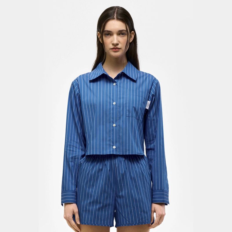 STRIPED POPLIN SHIRTS SET_BLUE
