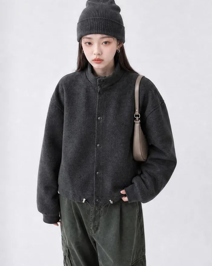 KIXI（キッシー）の「(UNISEX) Suede-Touch High Neck Cardigan（Tops）」