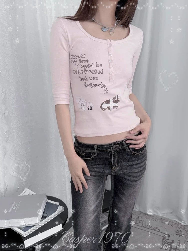 Henley Collar Knit Top