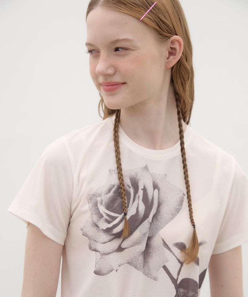 Rose Printed T-shirt - Ivory