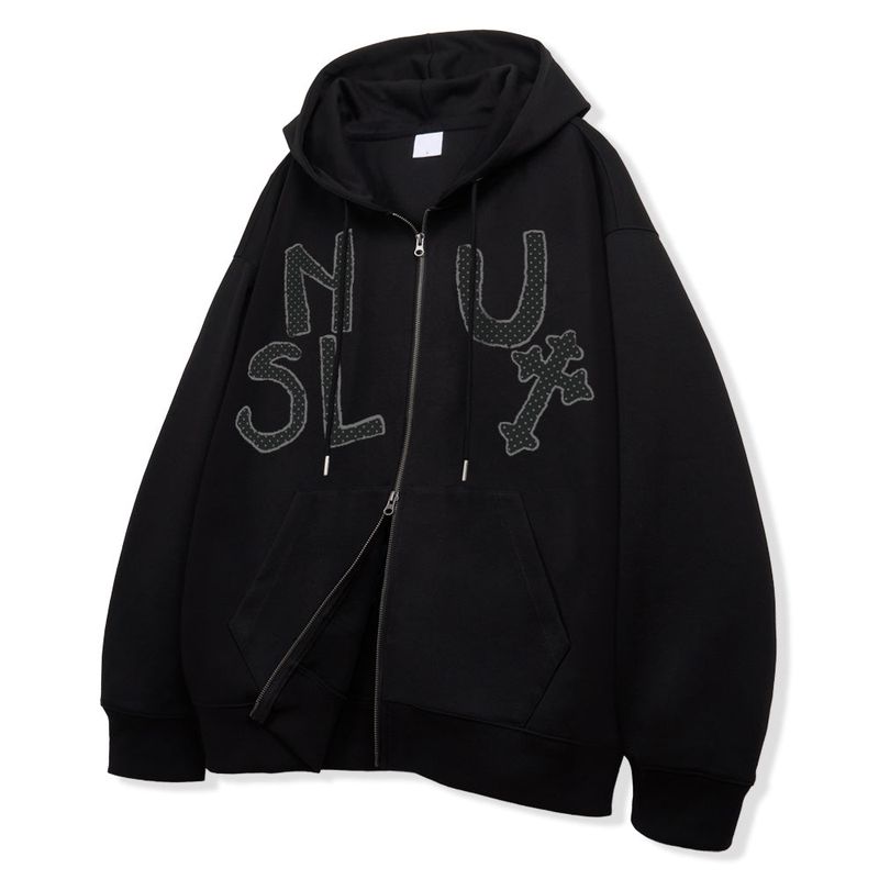 Dot Cross 2way Zip-Up Hoodie - 2COLOR
