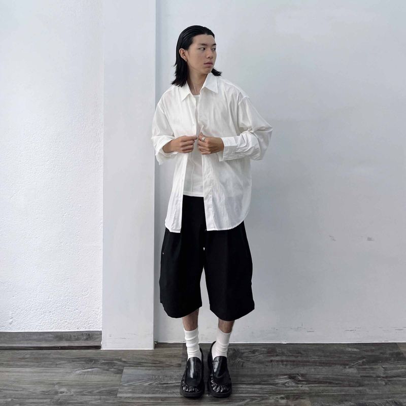Micro-crinkle Baggy Shirt