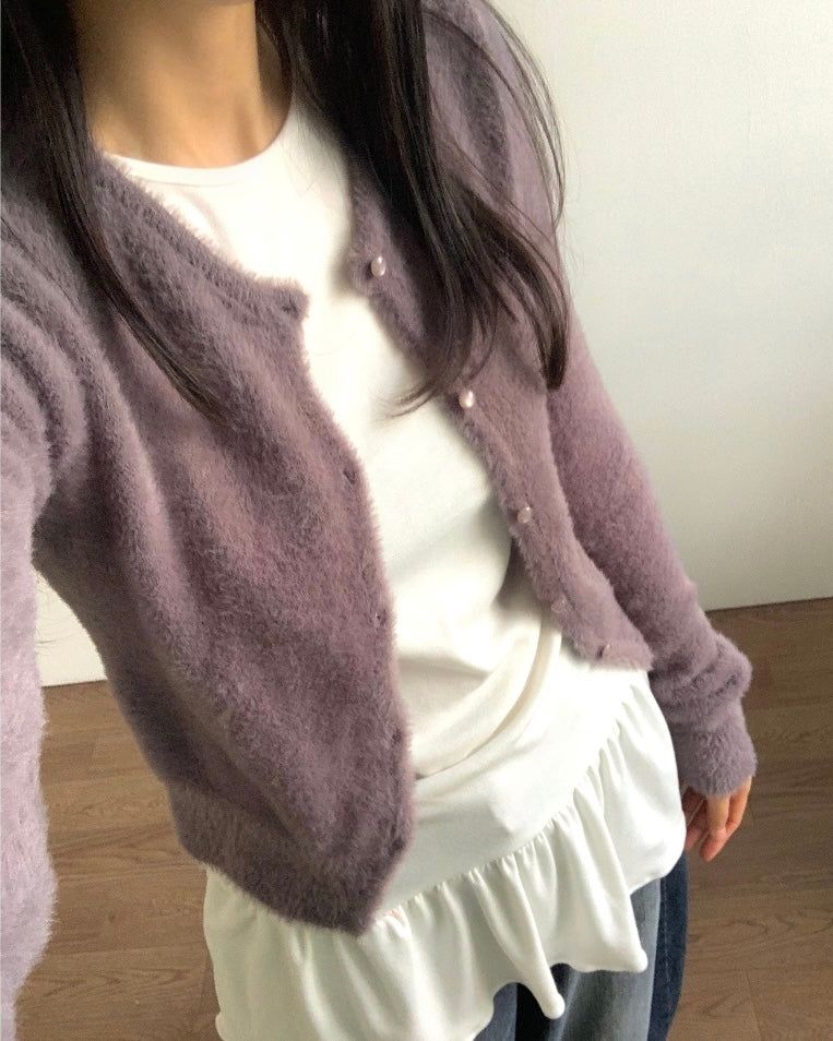 Ore Angora Fur Crop Cardigan 2C