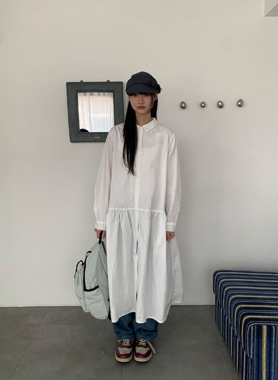 BAON（バオン）の「Coyal Cotton Shirt Long One Piece（Dresses）」