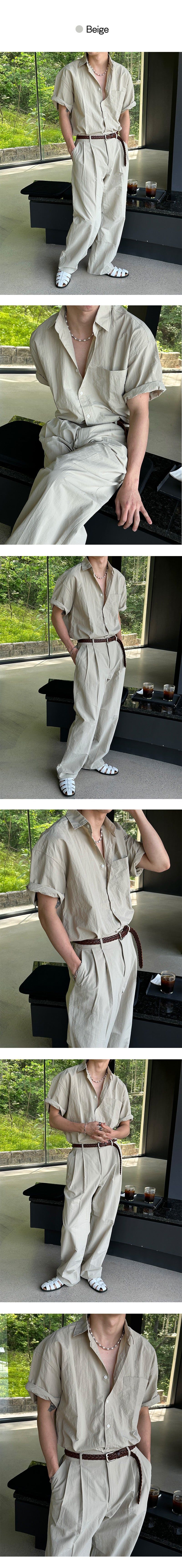 [SET UP Available] Nylon semi wide pants (4color)