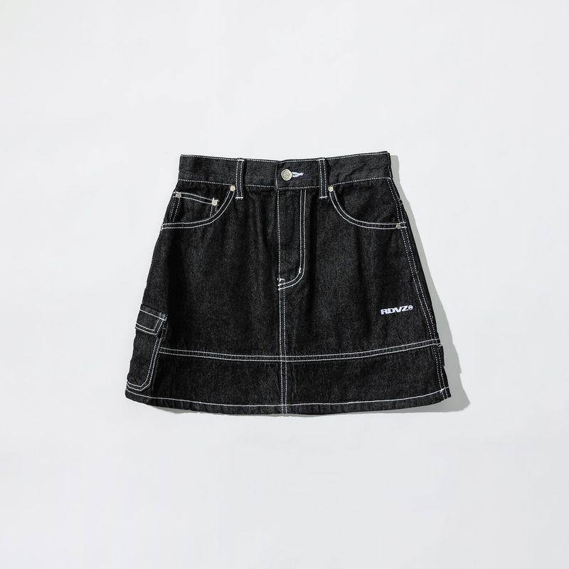 RDVZ（ランデブー）の「STITCH POINT DENIM MINI SKIRT - BLACK（Skirts）」