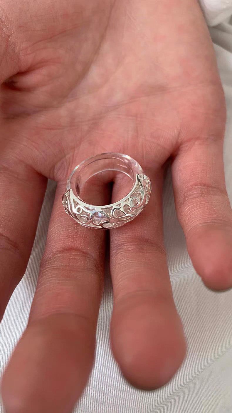 Silver ethnic pattern ring