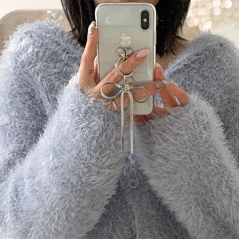 [handmade] mini initial ribbon keyring (initial E)