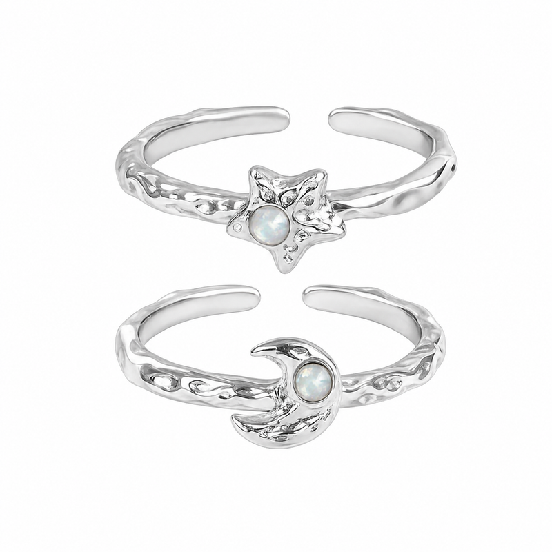 Mini Moon Star Set Ring