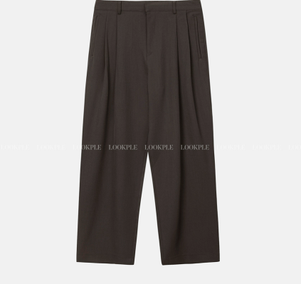 Deface Front Turtle Back Banding Wide Slacks