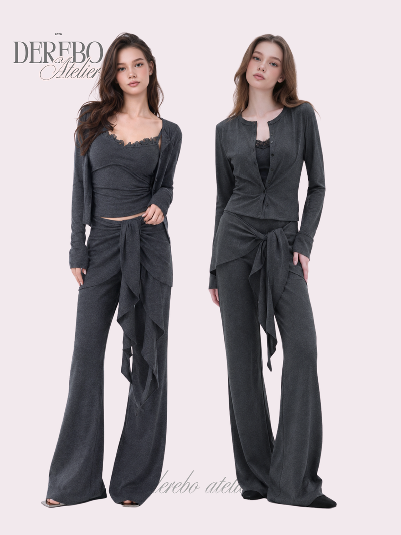 dereborujo（ドレボルゾー）の「Royal Charcoal Frill Training Three-Piece Setup (Cardigan+Sleeveless+Pants)（Pants）」