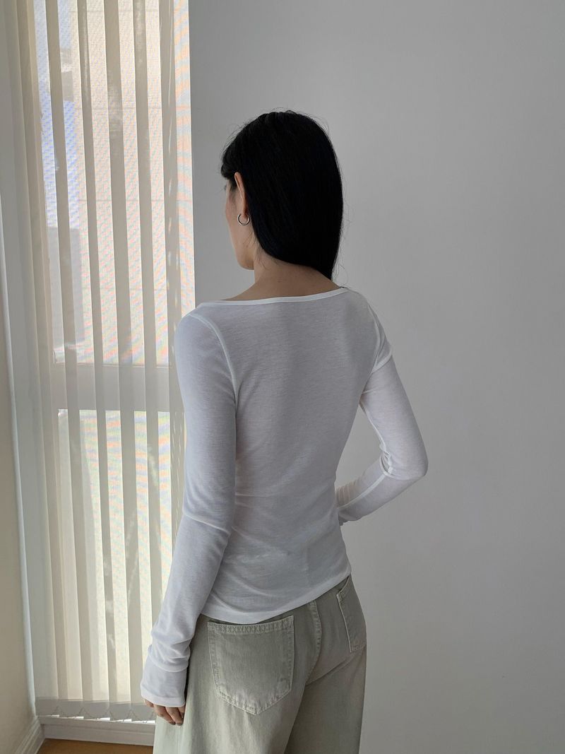 Melbourne shirred layered long-sleeve tee