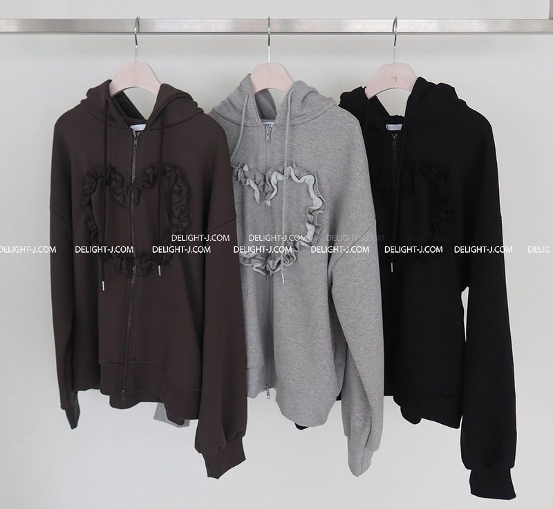 Heart frill oversized fit hooded jacket