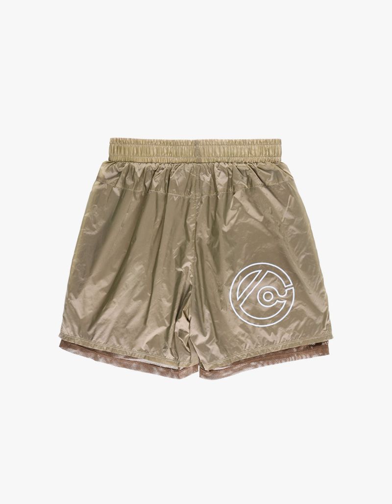 OPAQUE MESH LAYERED SHORT PANTS BEIGE