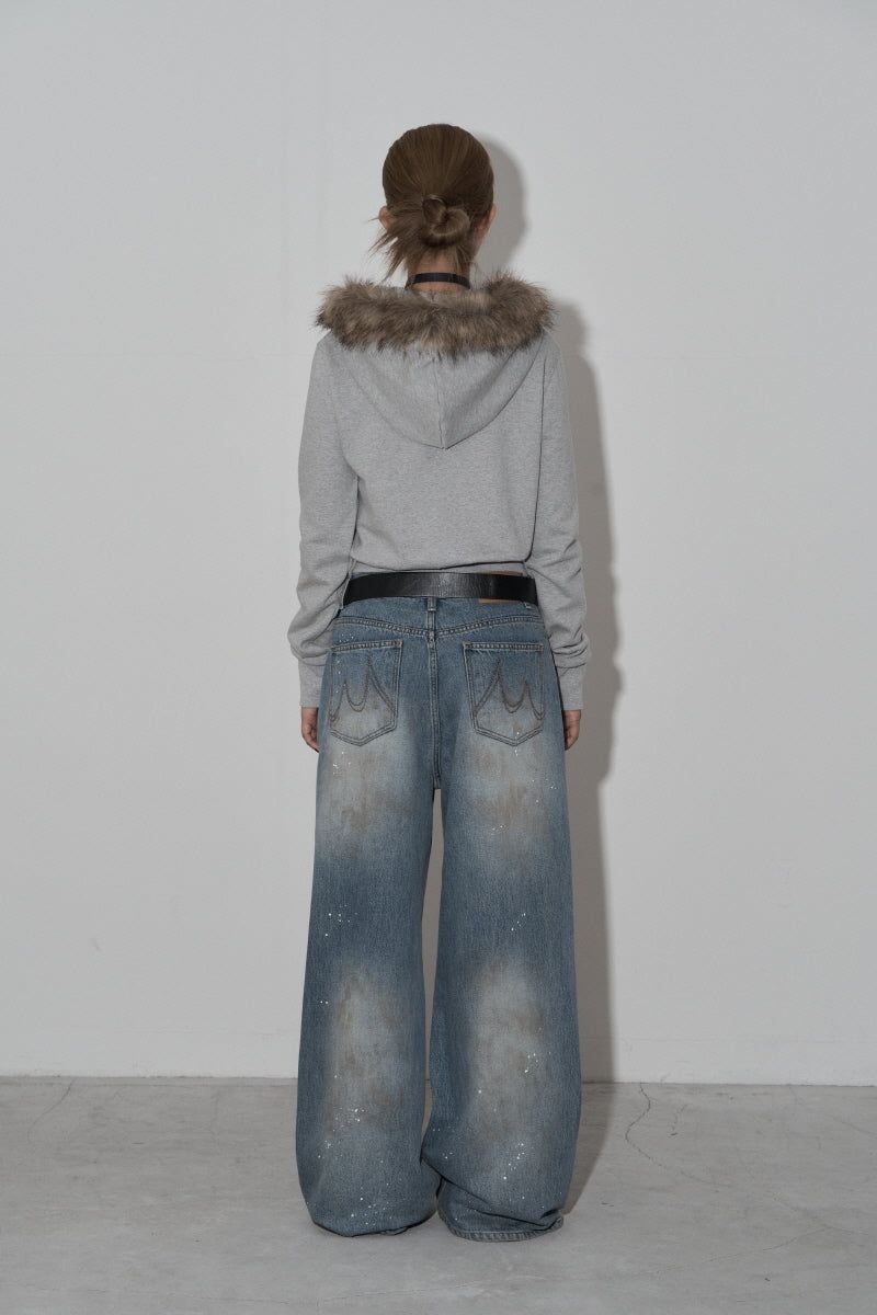 crop hair zip up (grey)