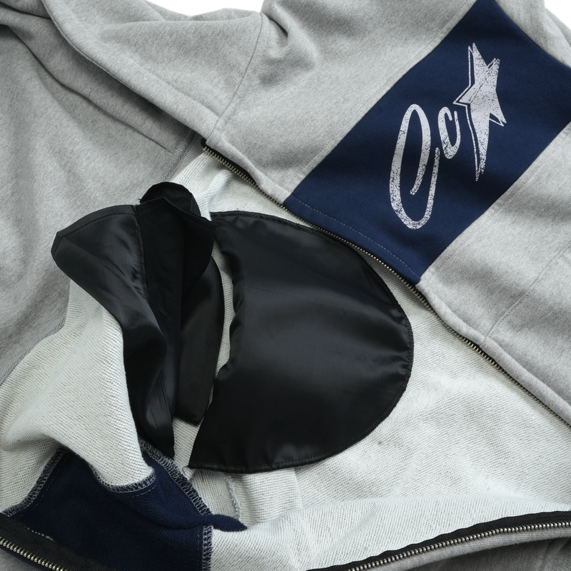 STAR LOGO HOODIE ZIP-UP GREY