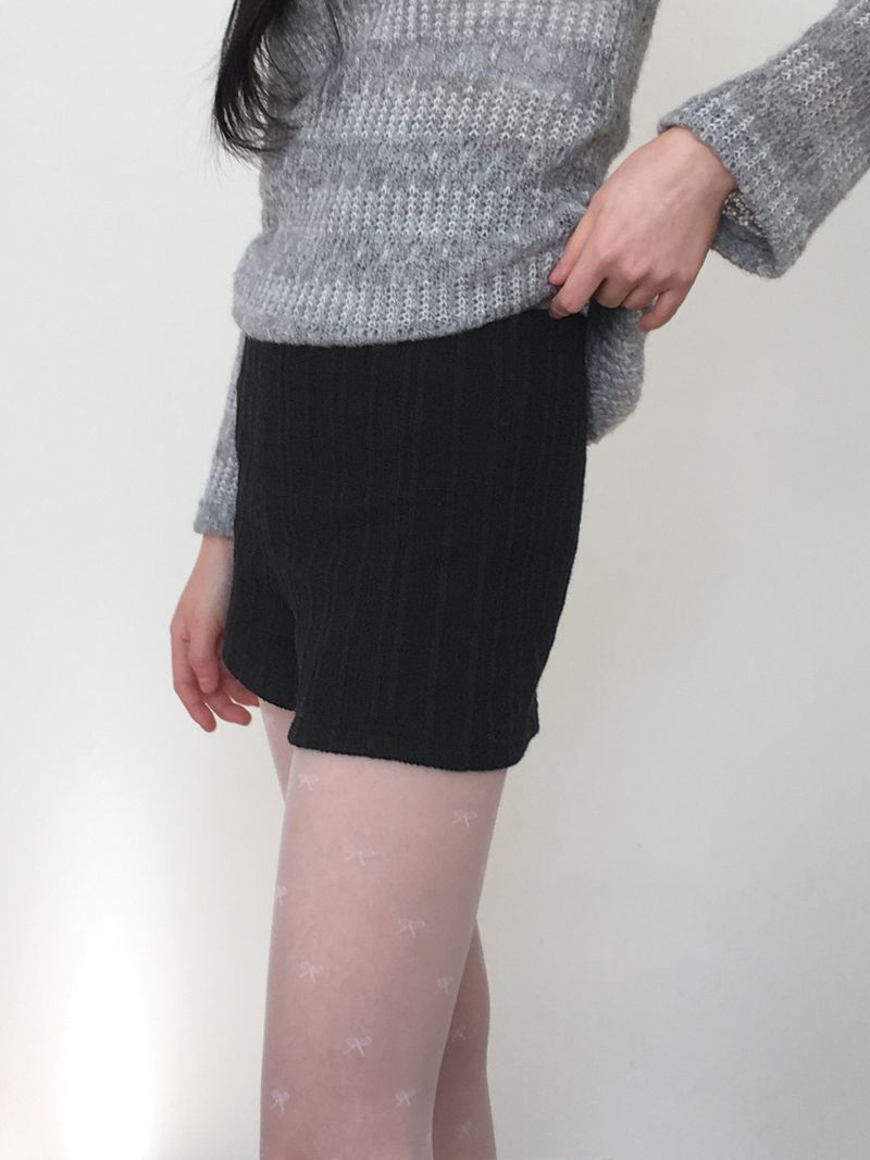 [Brushed lining] syoota ribbed short knit pants
