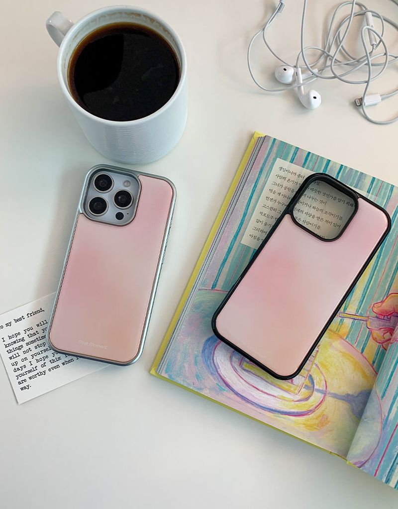 [MADE]ピーチピンク ブラックエポキシ バンパー iPhoneケース