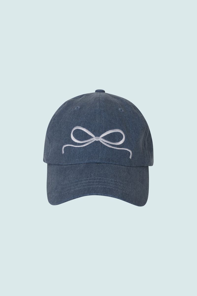 WHITE BOW EMBROIDERY CAP (DARK BLUE)