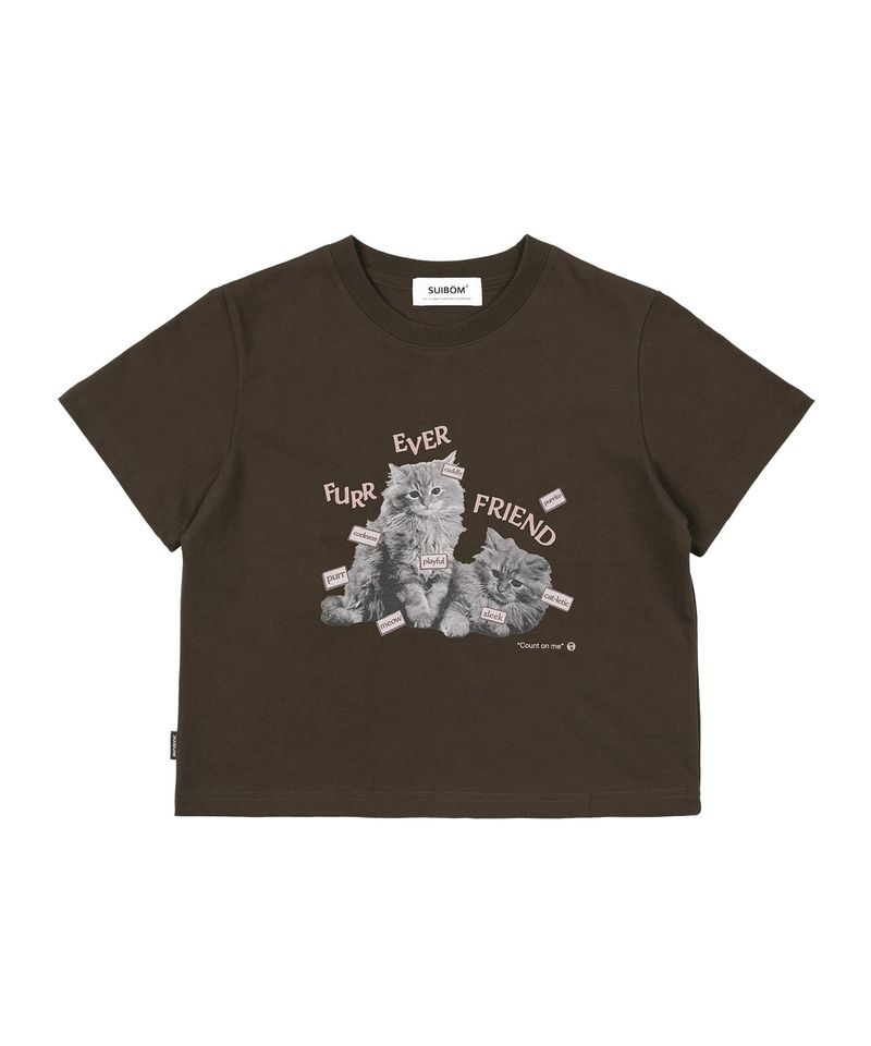 FURR EVER FRIEND Crop T-Shirt in Brown