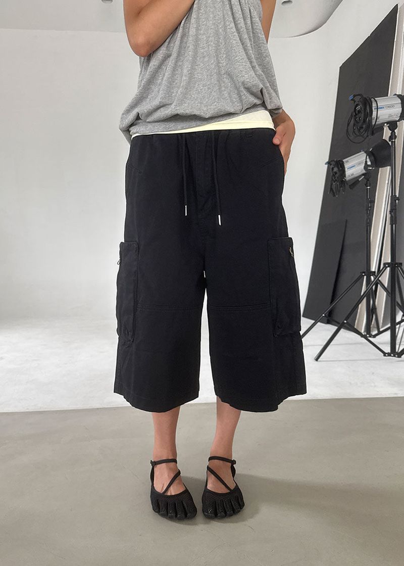 ZIPPER CARGO BERMUDA PANTS
