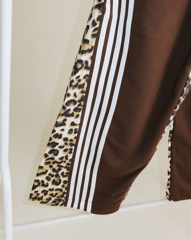 Leopard leopard print diagonal coloring track jogger pants