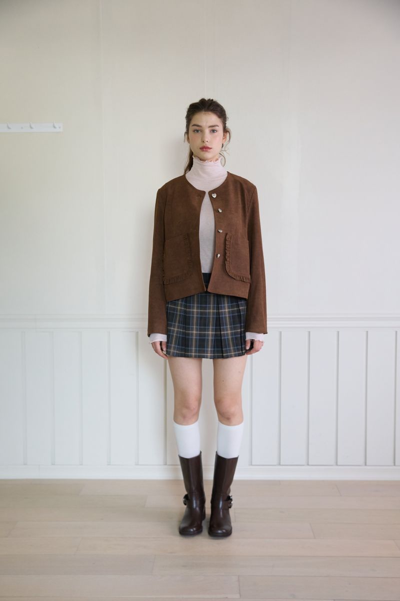 PINK PINEAPPLE（ピンクパイナップル）の「FRILL POCKET SUEDE JACKET (2 COLORS)（Jackets/Outerwear）」