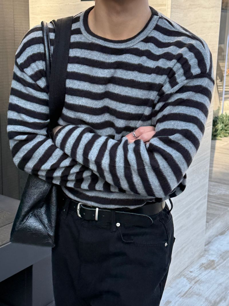 Fluff striped knitwear