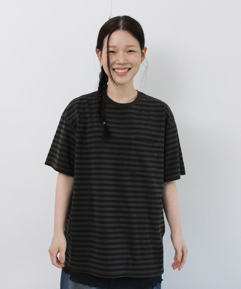 Stripe Vintage Pocket Damage Tee
