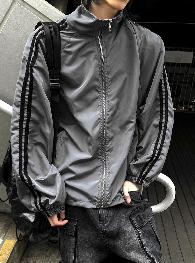 Lightweight High-Neck Side Track Wind Jacket 4color
