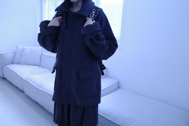 Wool balmacaan half coat