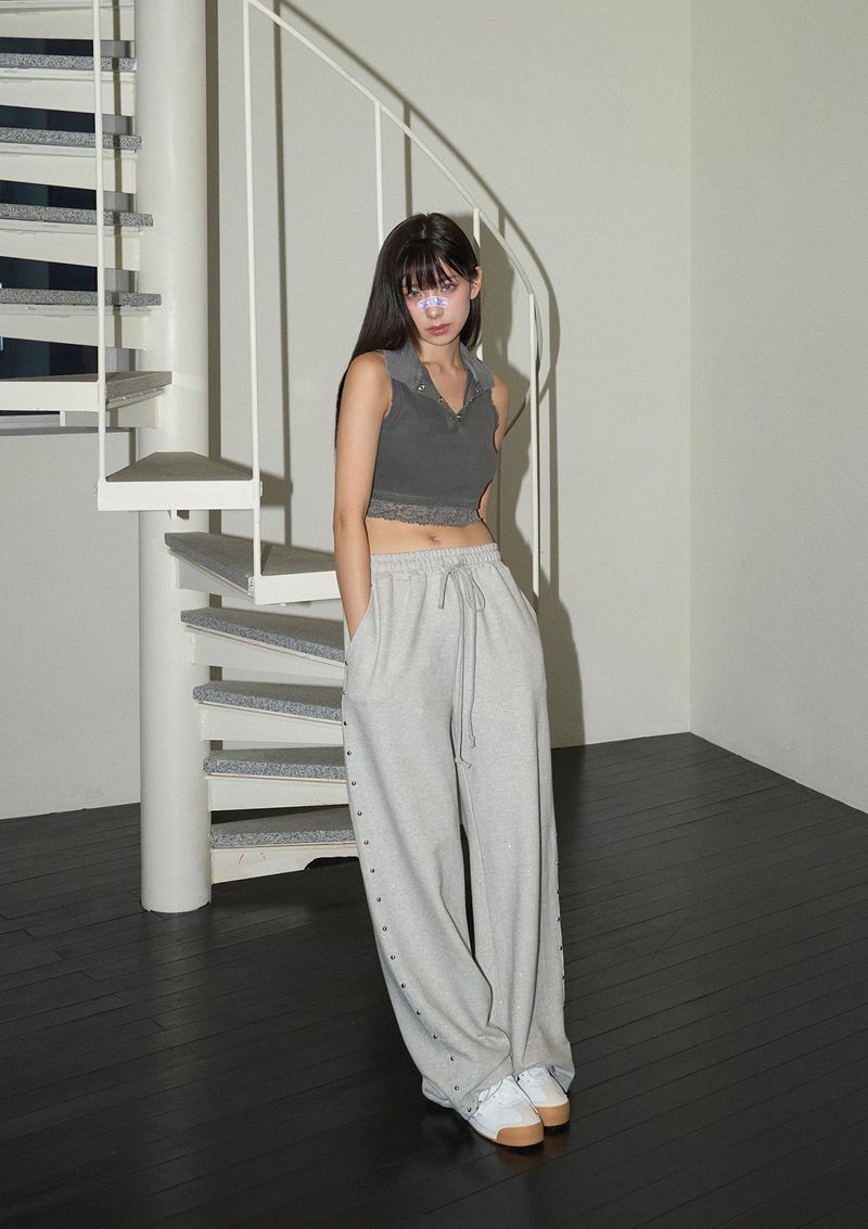 (4th reorder) stud twinkle jogger pt - grey