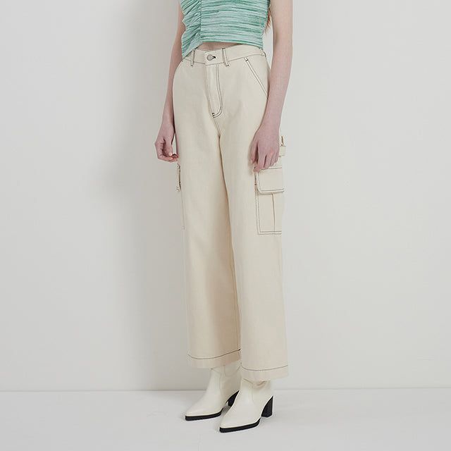 IVORY COLOR CARGO PANTS