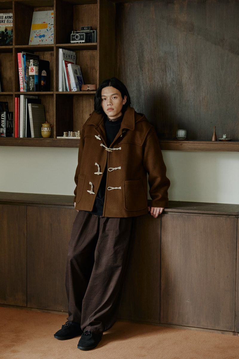 unisex half duffle coat camel
