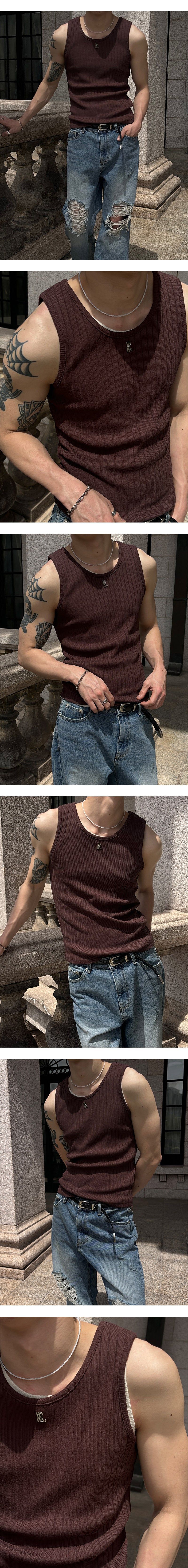 [S/S] High ribbed logo sleeveless(6color)