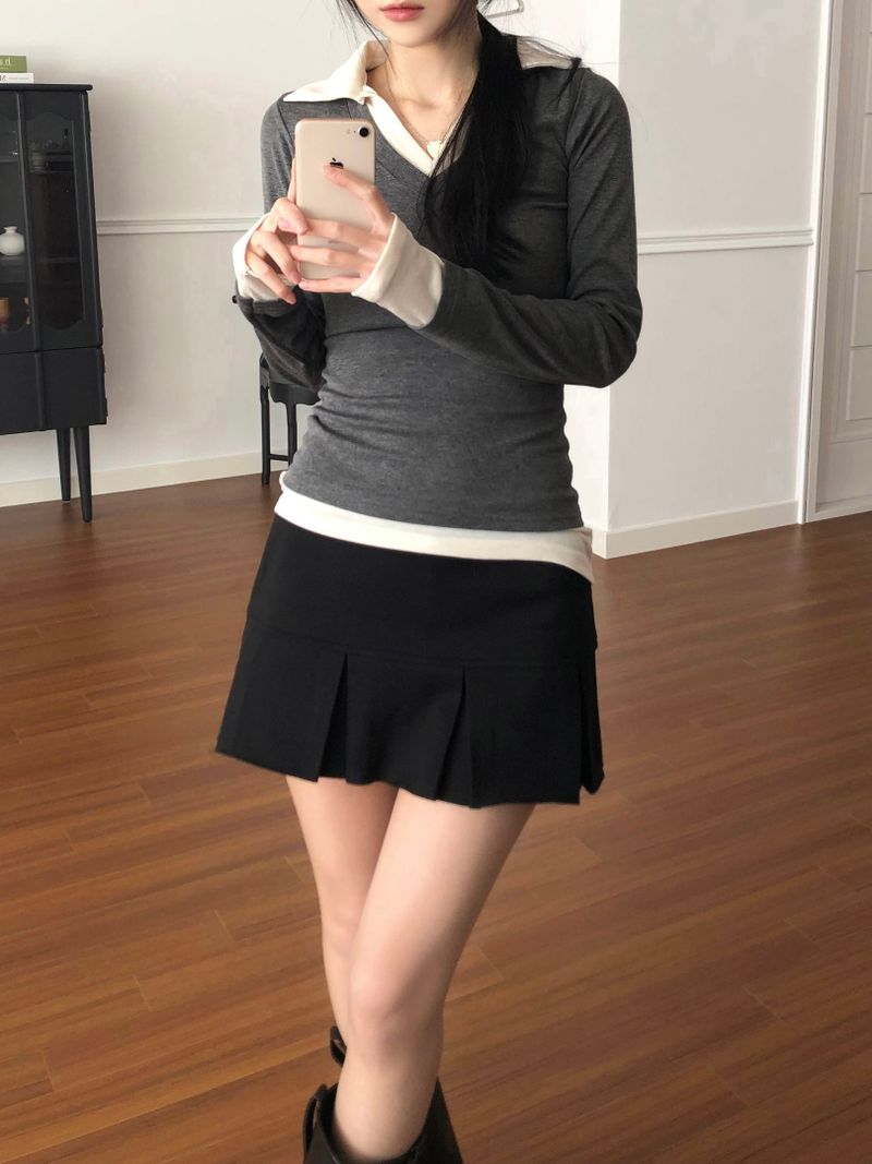 Layered Collar T-shirt (2 colors)