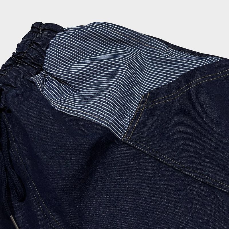 stripe patch denim pants_blue