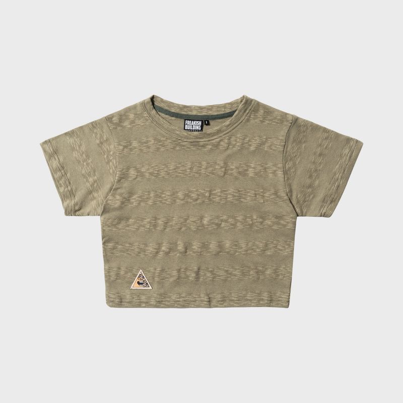 freakishbuilding(フリーキッシュビルディング)の「BUMP MONSTER CROP TOP (KHAKI)(Tops)」