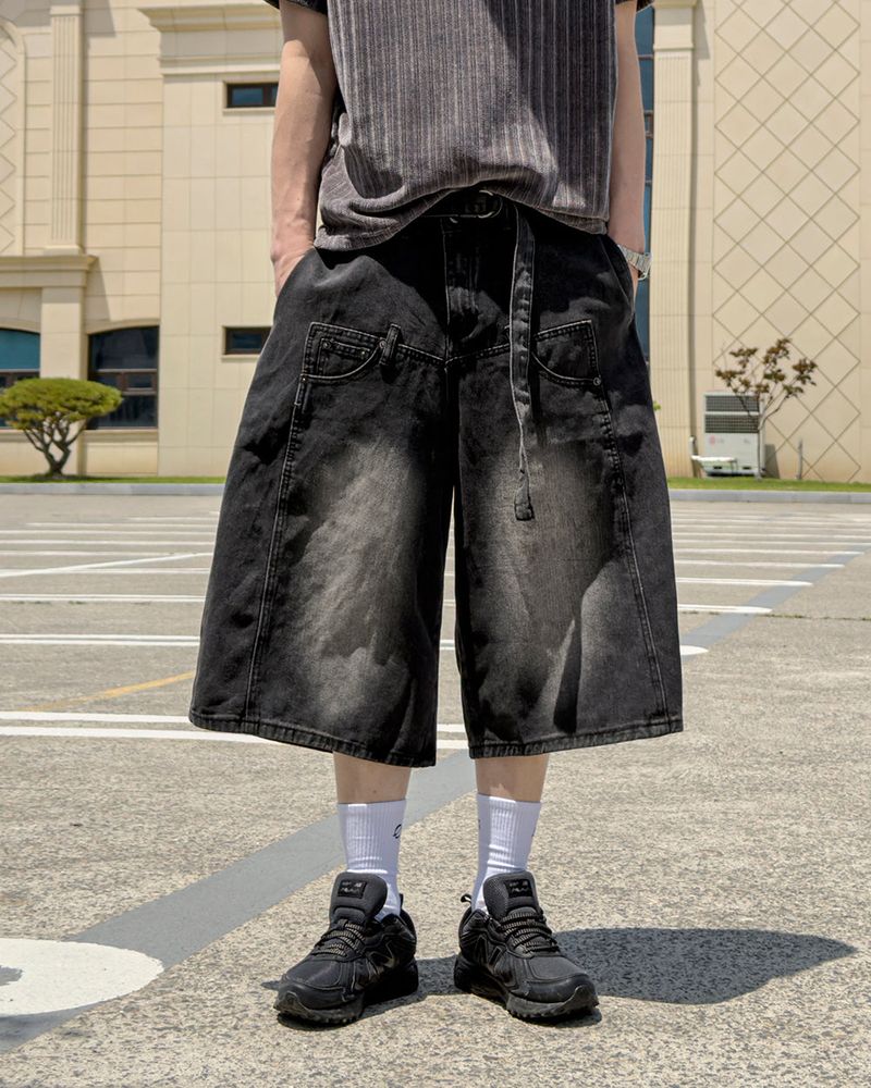 Beltic Asymmetric Pocket Bermuda Denim