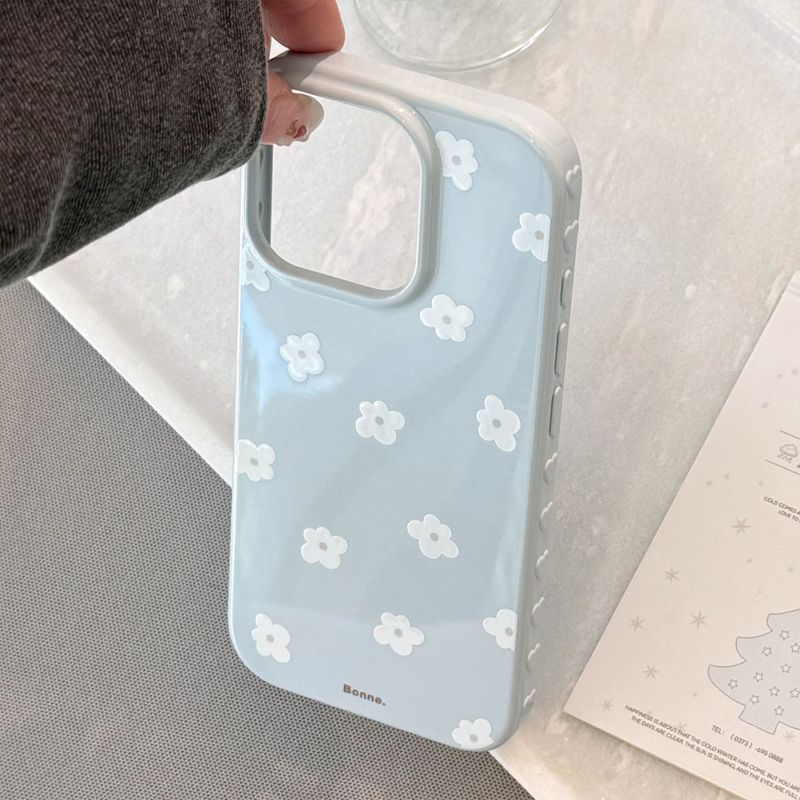 Chiffon Blue White Summer Flower Hard Case iPhone Case
