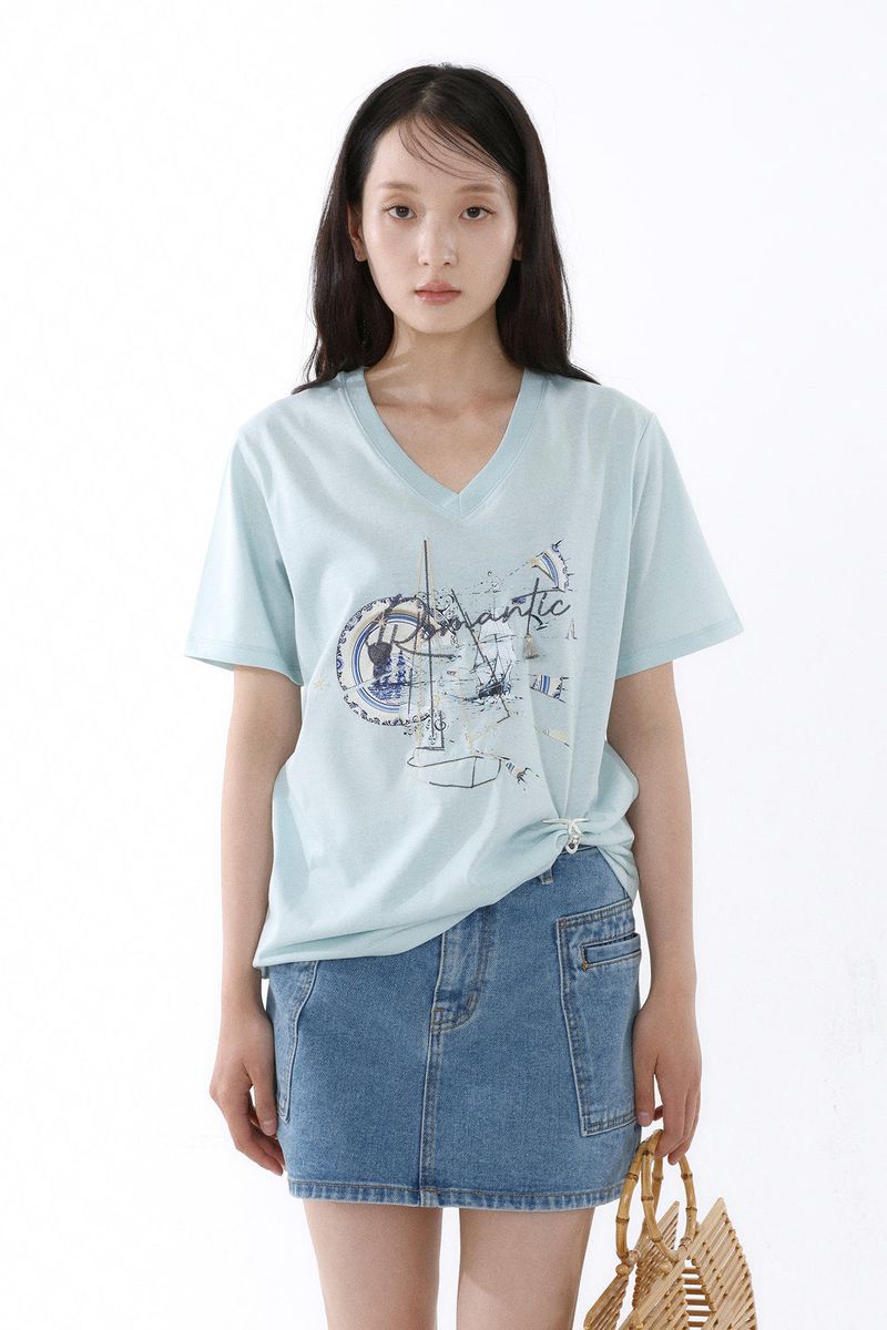 GALAXY V-NECK T-SHIRT_ICE MINT